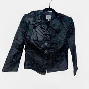 Armani Collezioni Black Textured Satin Jacket Blazer Women’s Size 6 Evening